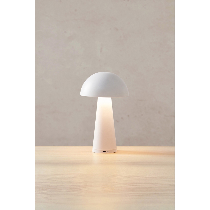 Markslöjd 108656 - Lámpara LED recargable y regulable FUNGI LED/1,5W/5V IP44 blanco