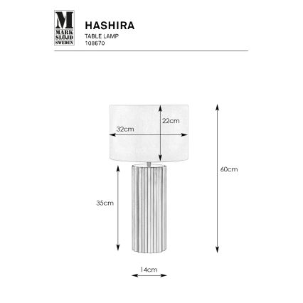 Markslöjd 108670 - Lámpara de mesa HASHIRA 1xE27/40W/230V blanco/negro