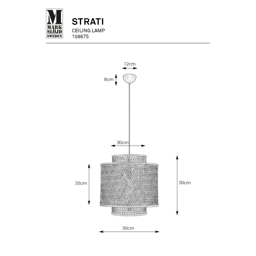 Markslöjd 108675 - Lámpara colgante STRATI 1xE27/40W/230V beige/bambú