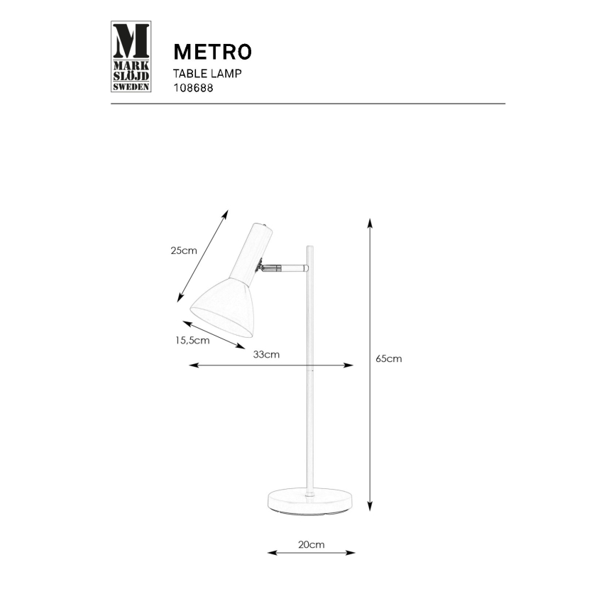 Markslöjd 108688 - Lámpara de mesa METRO 1xE27/40W/230V blanco