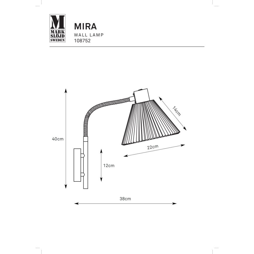 Markslöjd 108752 - Aplique MIRA 1xE14/40W/230V negro/blanco