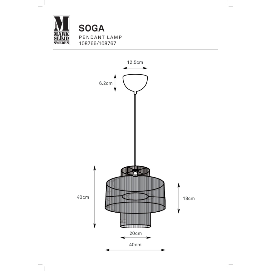 Markslöjd 108767 - Lámpara colgante SOGA 1xE27/40W/230V dorado