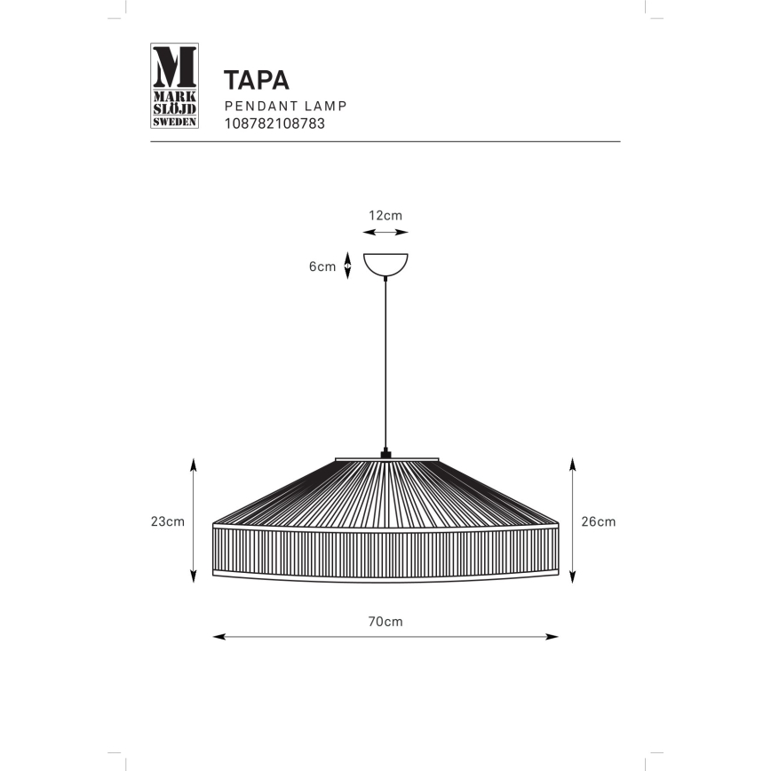 Markslöjd 108783 - Lámpara colgante TAPA 1xE27/40W/230V beige/bambú