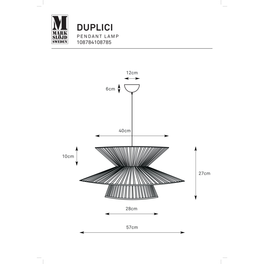 Markslöjd 108784 - Lámpara colgante DUPLICI 1xE27/40W/230V negro/bambú