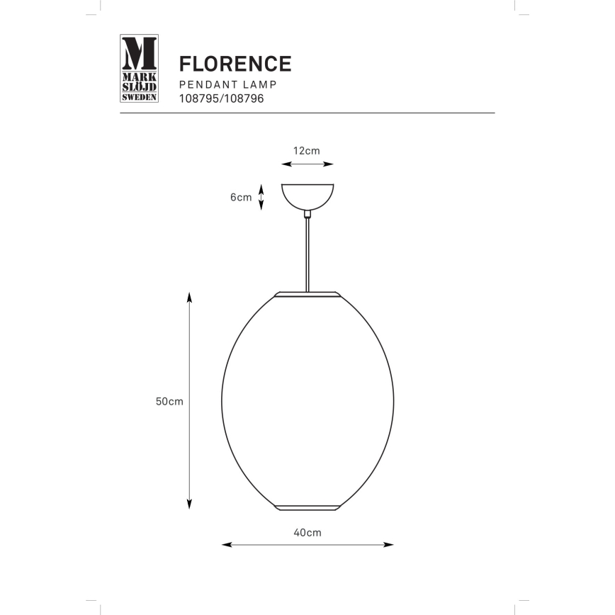 Markslöjd 108795 - Lámpara colgante FLORENCE 1xE27/40W/230V negro