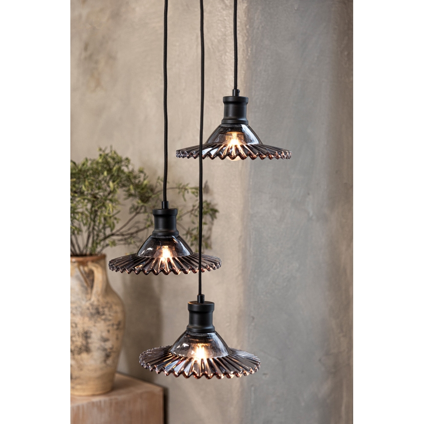 Markslöjd 108853 - Lámpara colgante NOVIA 3xE27/40W/230V negro/ahumado