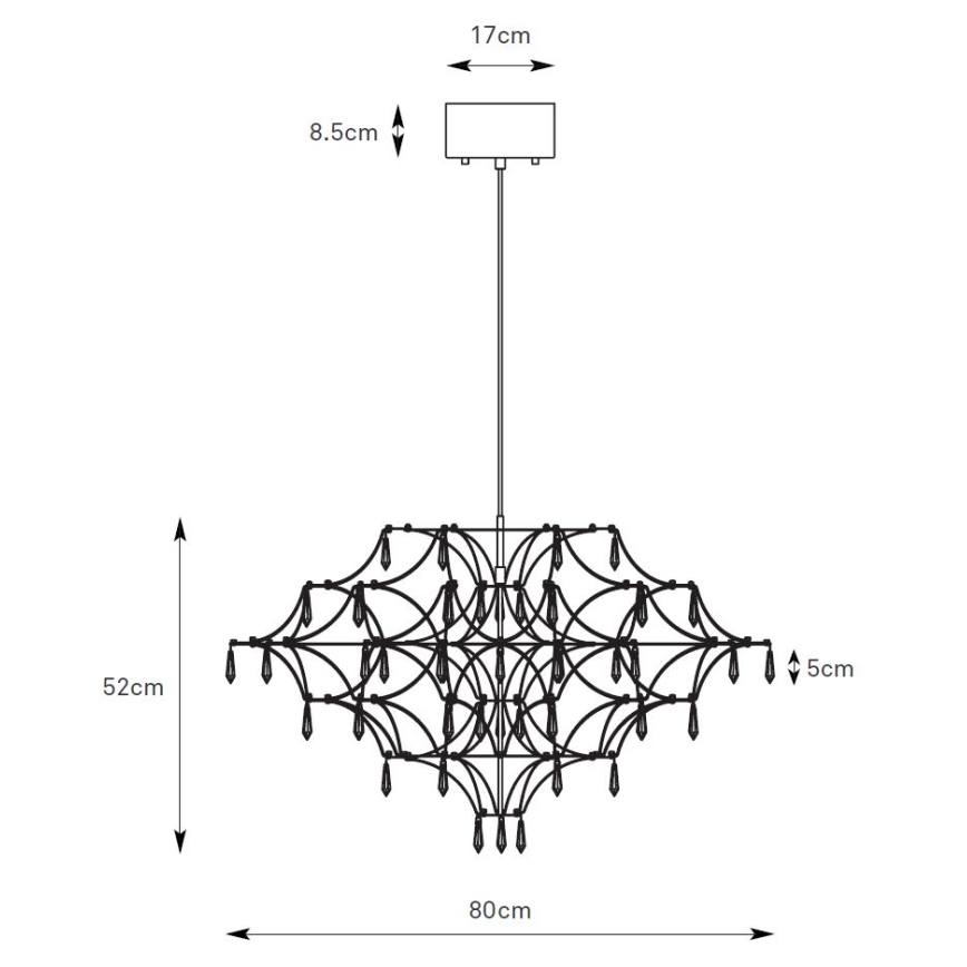 Markslöjd 108870 - LED Lámpara de araña de vidrio regulable con cuerda EFESOS LED/25W/230V diá. 80 cm