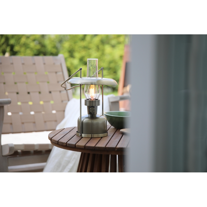 Markslöjd 108894 - Lámpara de mesa exterior recargable y regulable FANOS LED/2,5W/3,7V 4000 mAh IP44 latón