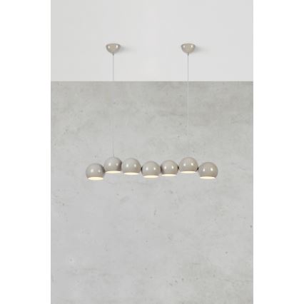 Markslöjd 108914 - Lámpara colgante con cable CUPOLO 7xE14/40W/230V gris
