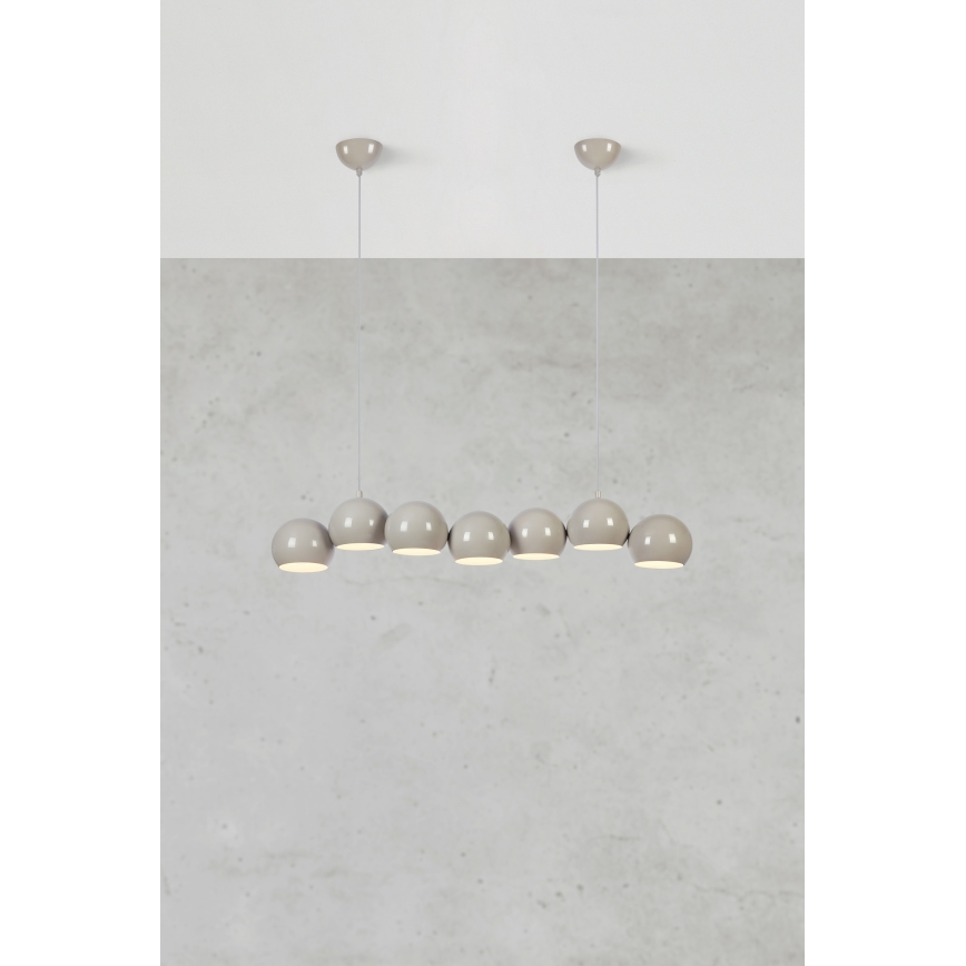 Markslöjd 108914 - Lámpara colgante con cable CUPOLO 7xE14/40W/230V gris