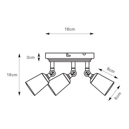 Markslöjd 108980 - Lámpara de focos TINY 3xGU10/7W/230V latón