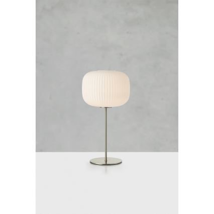 Markslöjd 109007 - Lámpara de mesa SOBER 1xE27/40W/230V blanca/cromo mate