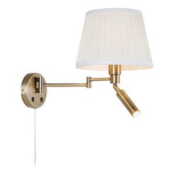 Markslöjd 109017 - Aplique de pared LED PIVOT 1xE27/40W/230V + LED/4W crema/latón