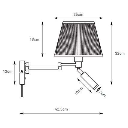 Markslöjd 109017 - Aplique de pared LED PIVOT 1xE27/40W/230V + LED/4W crema/latón