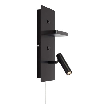 Markslöjd 109018 - Aplique LED de pared orientable con estante y puerto USB CARICA LED/4W/230V, negro