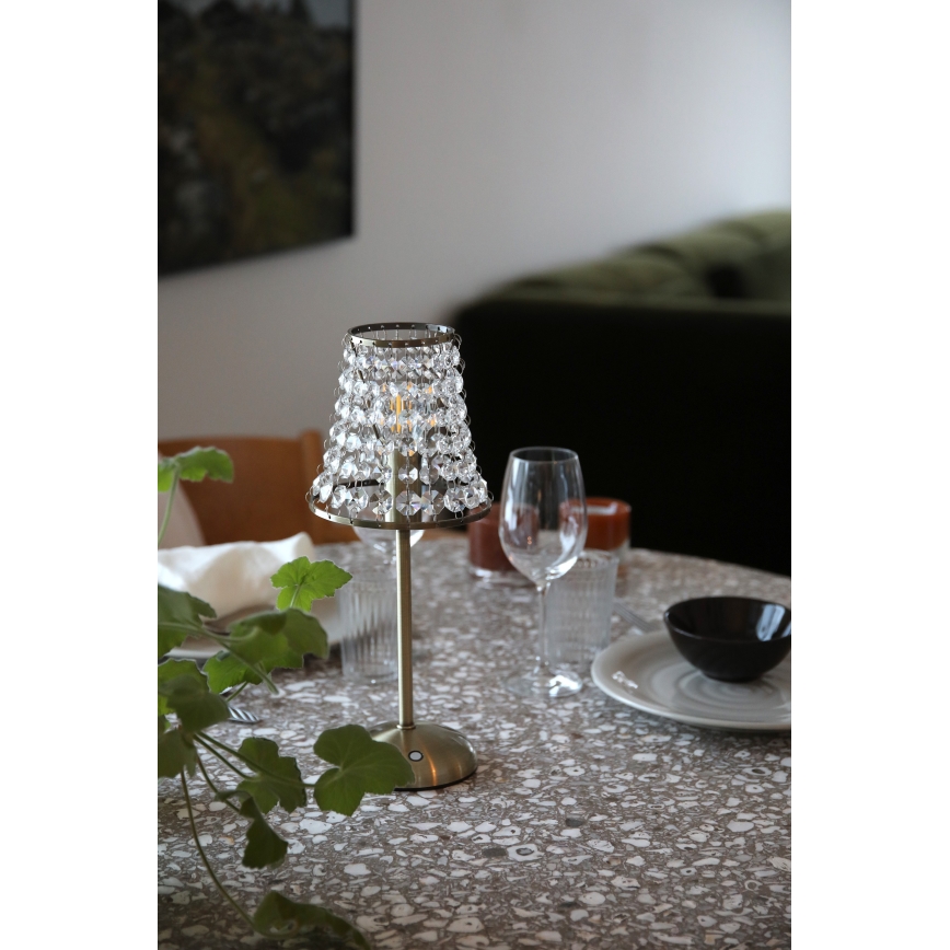 Markslöjd 109125 - Lámpara de mesa LED táctil recargable regulable LIORA 1xE14/2W/2000 mAh latón