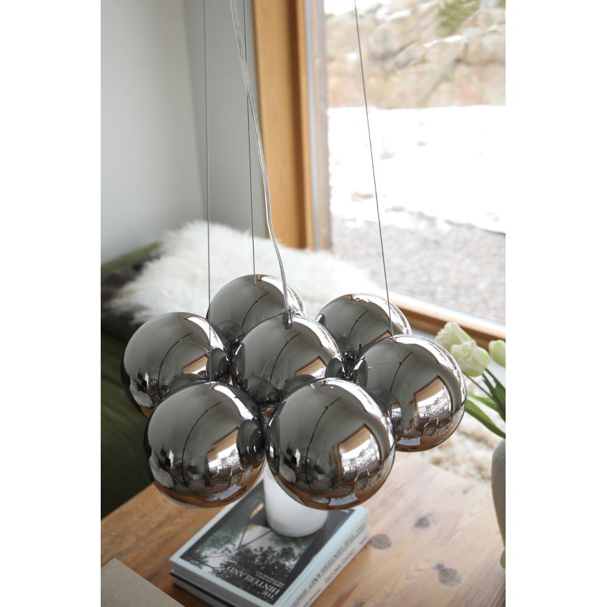 Markslöjd 109167 - Lámpara colgante con cable CUPOLO 7xE14/40W/230V cromado brillante