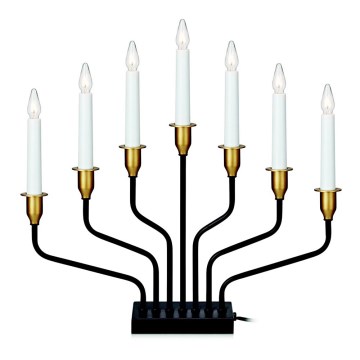 Markslöjd 703578 - Candelabro navideño BROSA 7xE10/3W/230/34V negro