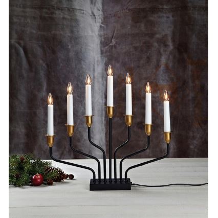 Markslöjd 703578 - Candelabro navideño BROSA 7xE10/3W/230/34V negro