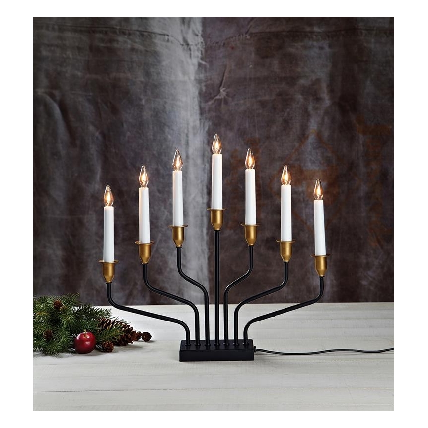 Markslöjd 703578 - Candelero navideño BROSA 7xE10/3W/230/34V negro
