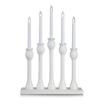 Markslöjd 703800 - Candelabro de Navidad LÖVASA 5xE10/3W/230V blanco