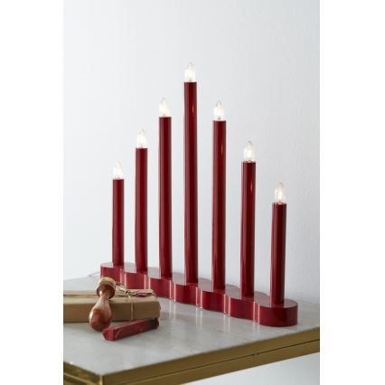 Markslöjd 704018 - Candelero navideño HOL 7xE10/0,06W/230V rojo