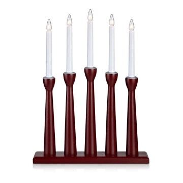Markslöjd 704176 - Candelabro de Navidad MASESKÄR 5xE10/3W/230V rojo