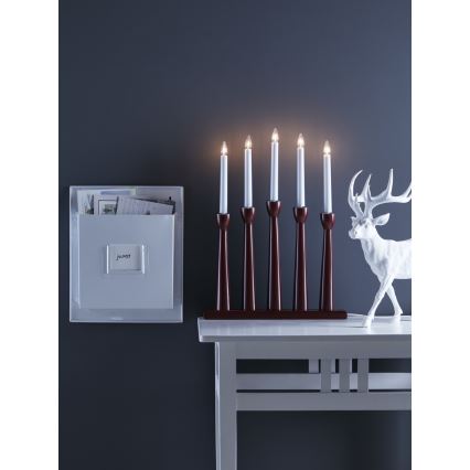 Markslöjd 704176 - Candelabro de Navidad MASESKÄR 5xE10/3W/230V rojo