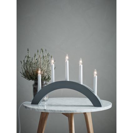 Markslöjd 704470 - Candelabro de Navidad ATLE 5xE10/3W/230V gris