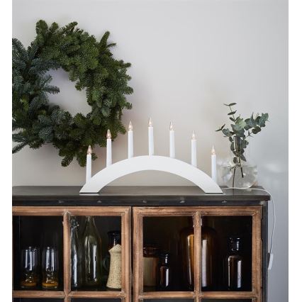 Markslöjd 704830 - Candelabro de Navidad ATLE 7xE10/3W/230V blanco