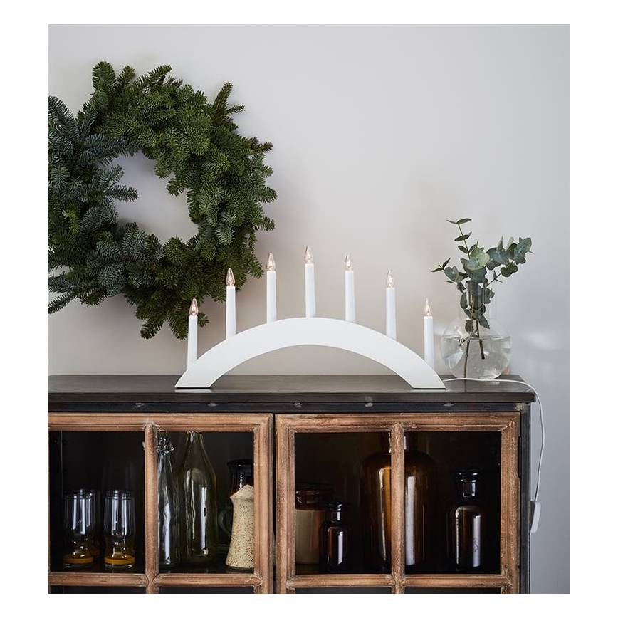 Markslöjd 704830 - Candelabro de Navidad ATLE 7xE10/3W/230V blanco
