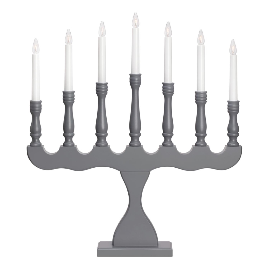 Markslöjd 705813 - Candelabro navideño SVANEHOLM 7xE10/3W/230V pino/gris