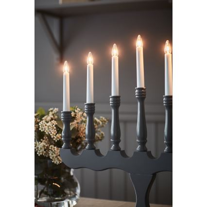 Markslöjd 705813 - Candelabro navideño SVANEHOLM 7xE10/3W/230V pino/gris