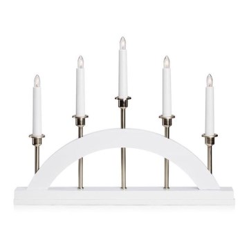 Markslöjd 705832 - Portavelas de Navidad BRIDGE 5xE10/3W/230V blanco