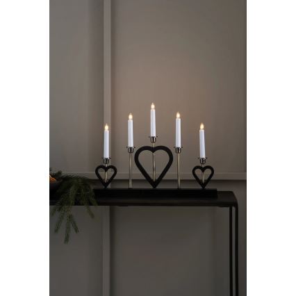 Markslöjd 705938 - Candelabro navideño MELISSA 5xE10/3W/230V negro/latón