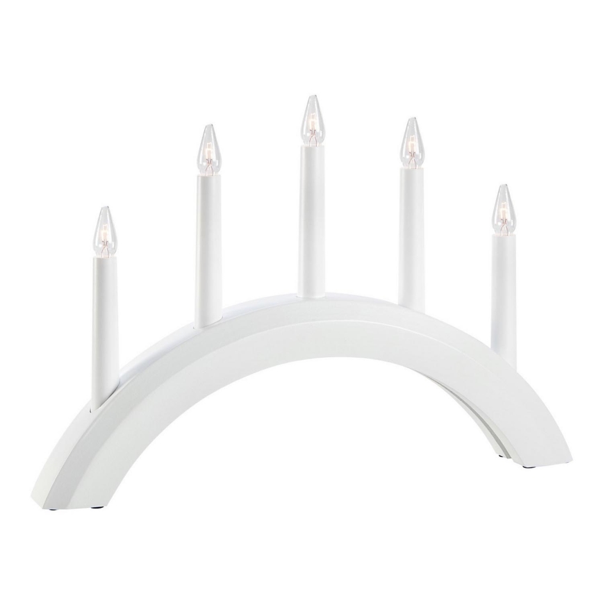 Markslöjd 705952 - Portavelas de Navidad AVENTO 5xE10/3W/230V blanco