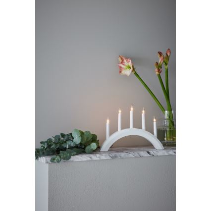 Markslöjd 705952 - Portavelas de Navidad AVENTO 5xE10/3W/230V blanco