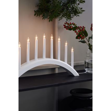 Markslöjd 705954 - Portavelas de Navidad AVENTO 9xE10/3W/230V blanco