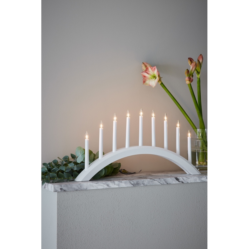 Markslöjd 705954 - Portavelas de Navidad AVENTO 9xE10/3W/230V blanco