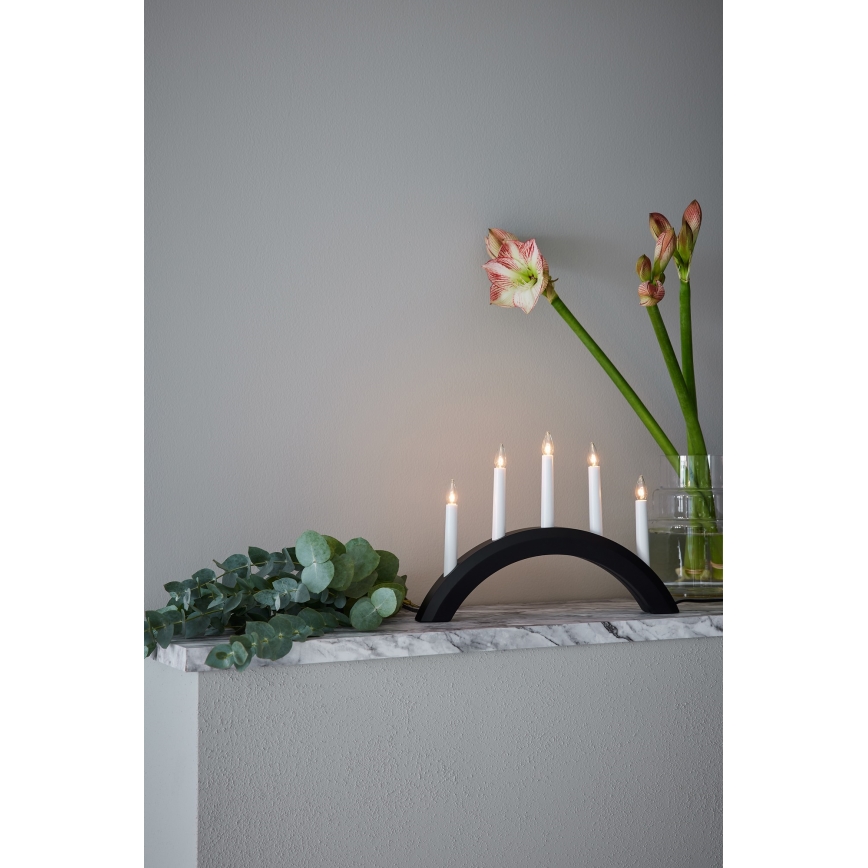 Markslöjd 705955 - Portavelas de Navidad AVENTO 5xE10/3W/230V negro
