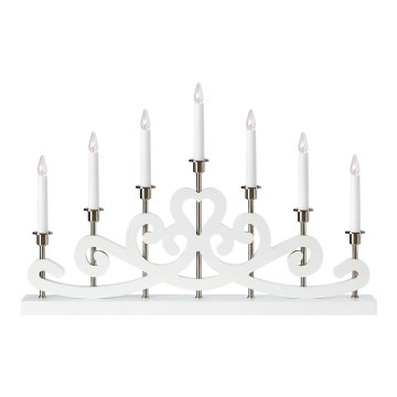 Markslöjd 705965 - Portavelas de Navidad NIGHTFALL 7xE10/3W/230V blanco