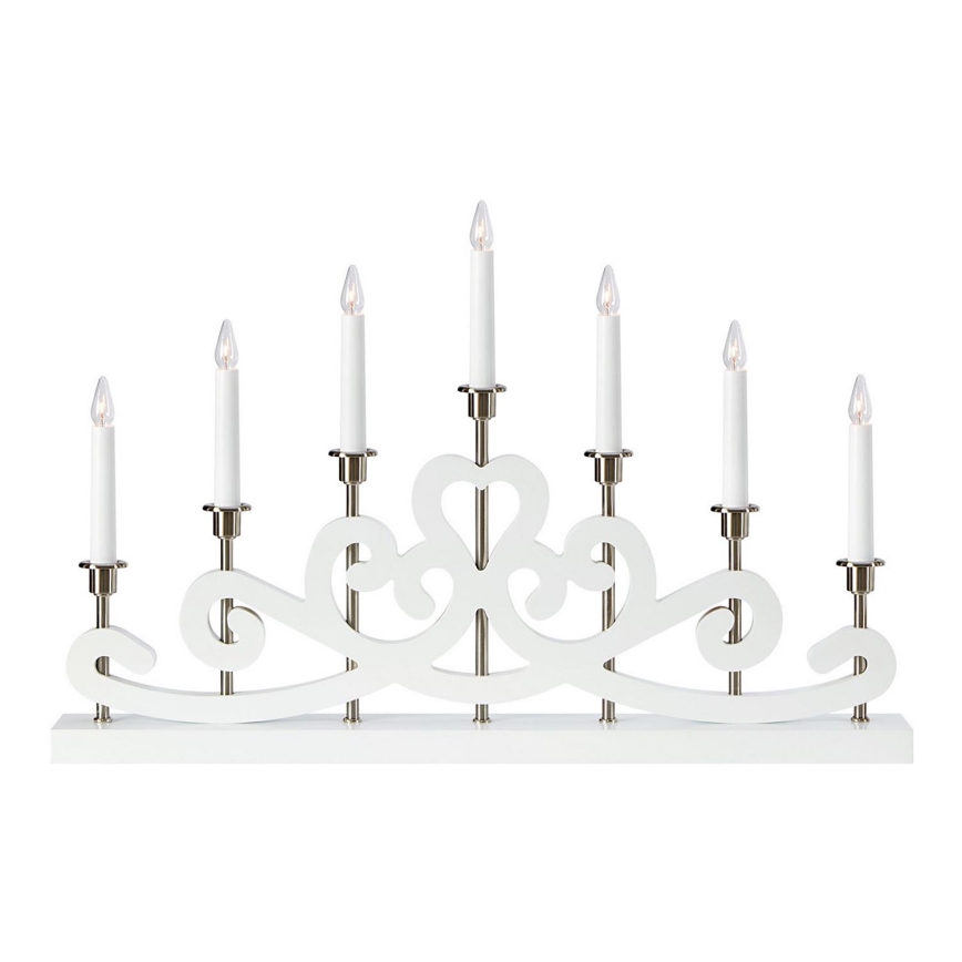 Markslöjd 705965 - Portavelas de Navidad NIGHTFALL 7xE10/3W/230V blanco