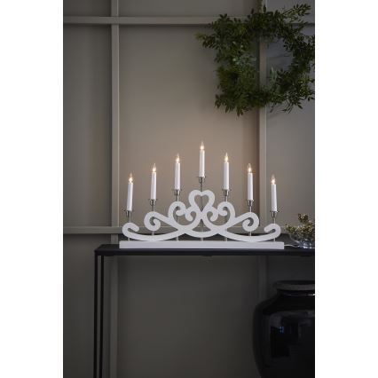Markslöjd 705965 - Portavelas de Navidad NIGHTFALL 7xE10/3W/230V blanco