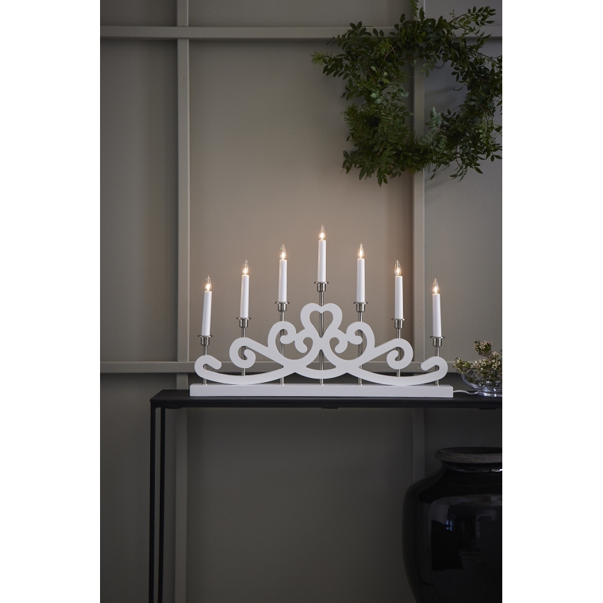 Markslöjd 705965 - Portavelas de Navidad NIGHTFALL 7xE10/3W/230V blanco