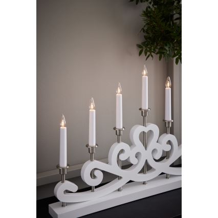 Markslöjd 705965 - Portavelas de Navidad NIGHTFALL 7xE10/3W/230V blanco
