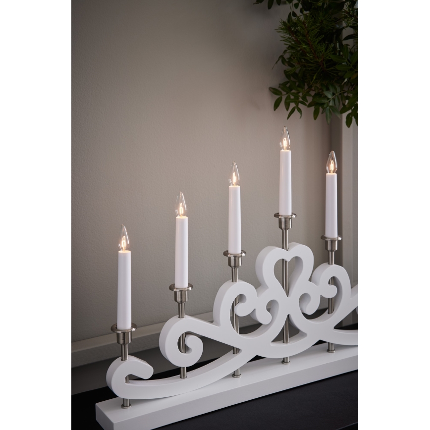 Markslöjd 705965 - Portavelas de Navidad NIGHTFALL 7xE10/3W/230V blanco