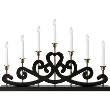Markslöjd 705966 - Candelabro de Navidad NIGHTFALL 7xE10/3W/230V negro/latón