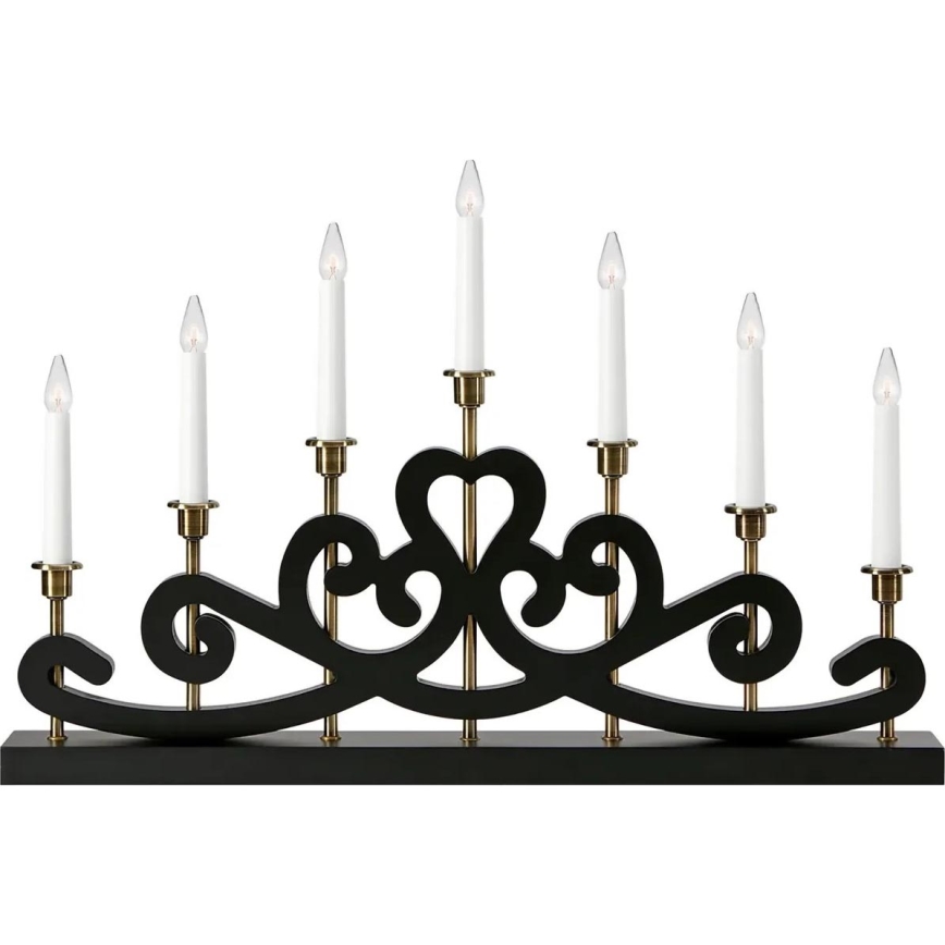 Markslöjd 705966 - Candelabro de Navidad NIGHTFALL 7xE10/3W/230V negro/latón
