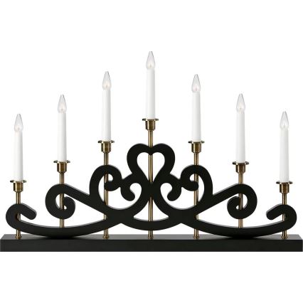 Markslöjd 705966 - Candelabro de Navidad NIGHTFALL 7xE10/3W/230V negro/latón