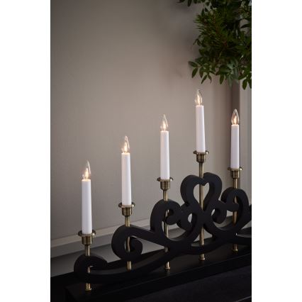 Markslöjd 705966 - Candelabro de Navidad NIGHTFALL 7xE10/3W/230V negro/latón